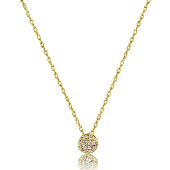 Simple Dainty Circle Gold Dot Pendant Charm Necklace Gold Plated Adjustable Gift - Picture 5 of 8